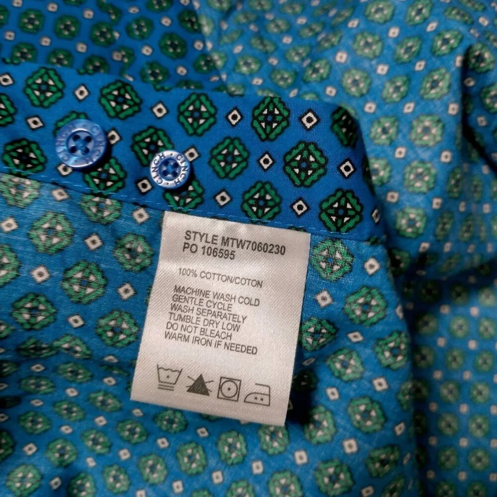 Cinch Shirt XXL 16-18 Button Down Blouse Blue Green Geometric Western Long Sleev - Picture 7 of 11